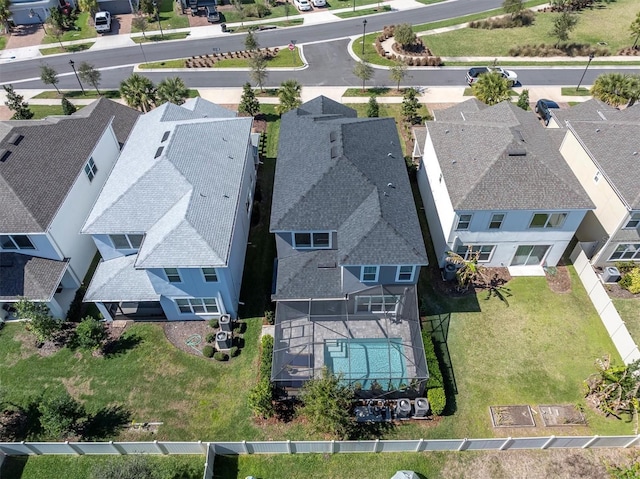 bird's eye view with a residential view