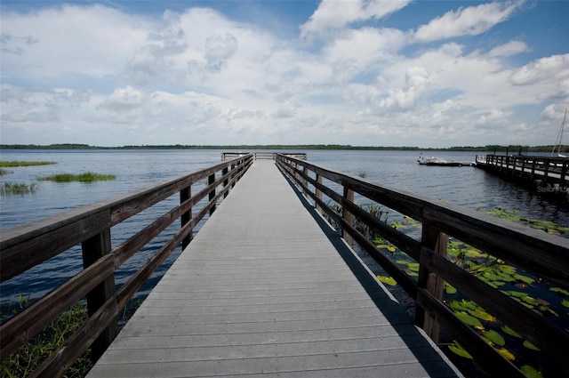 view of dock featuring a water view