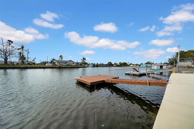 view of dock featuring a water view