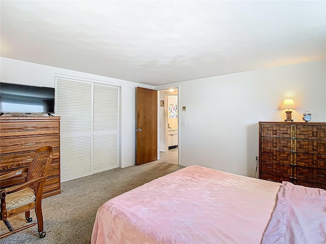 bedroom featuring a closet and carpet