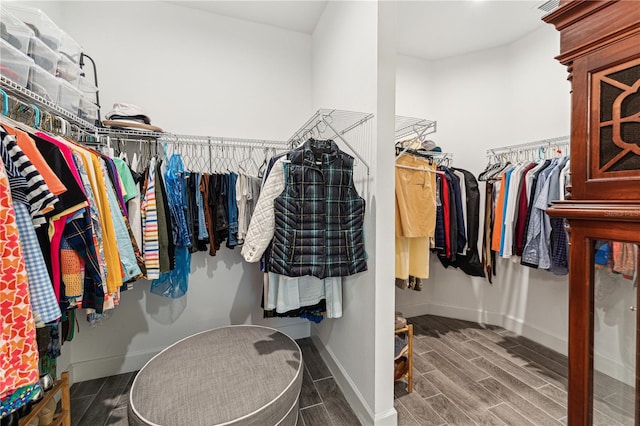 walk in closet featuring wood tiled floor