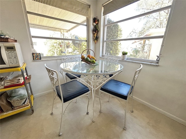 dining area featuring plenty of natural light and baseboards