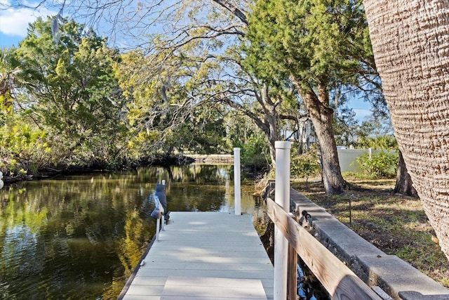 view of dock featuring a water view