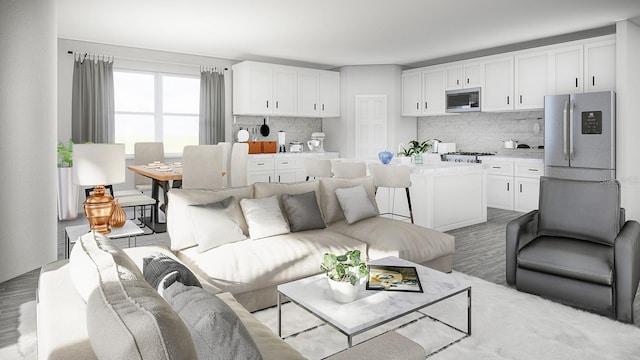 living room featuring light wood-style floors