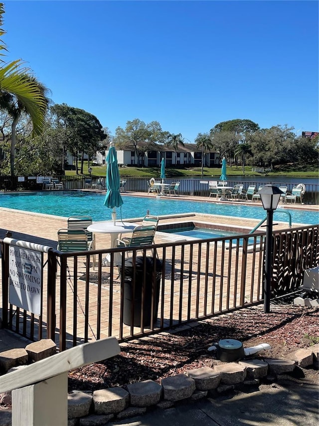 pool with a patio