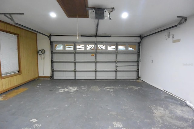 garage with a garage door opener