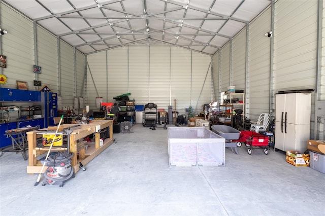 garage featuring metal wall