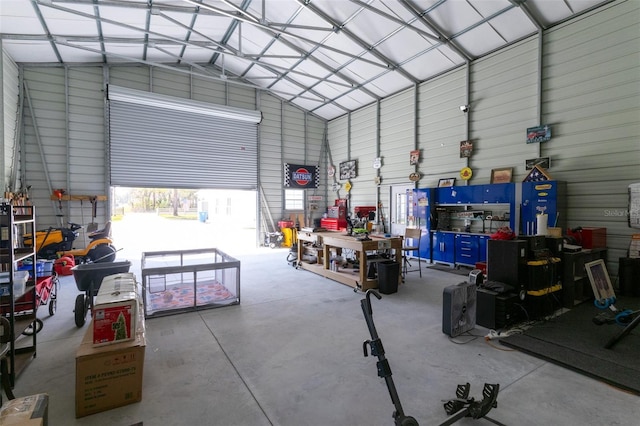 garage featuring metal wall