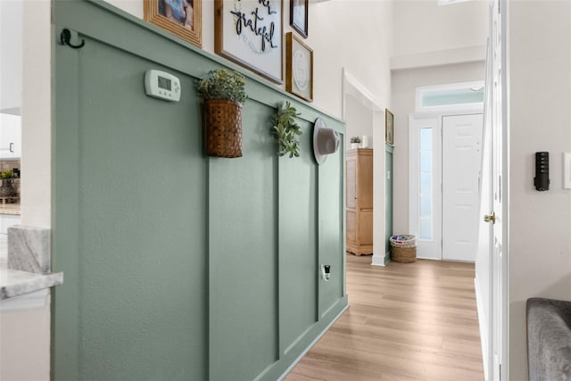 hall featuring light wood-style flooring