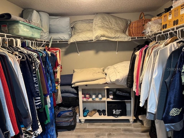 spacious closet with wood tiled floor