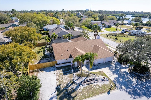 aerial view with a residential view