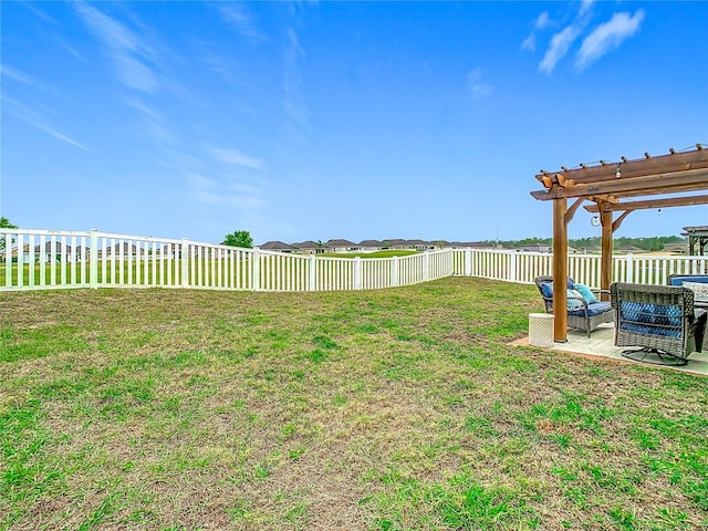 view of yard with a patio and a fenced backyard