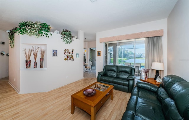 living room with wood finished floors