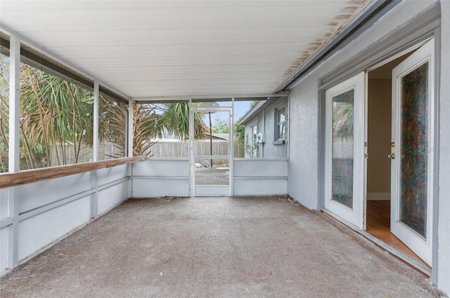 view of unfurnished sunroom