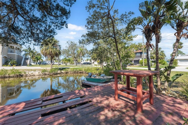 view of dock featuring a water view