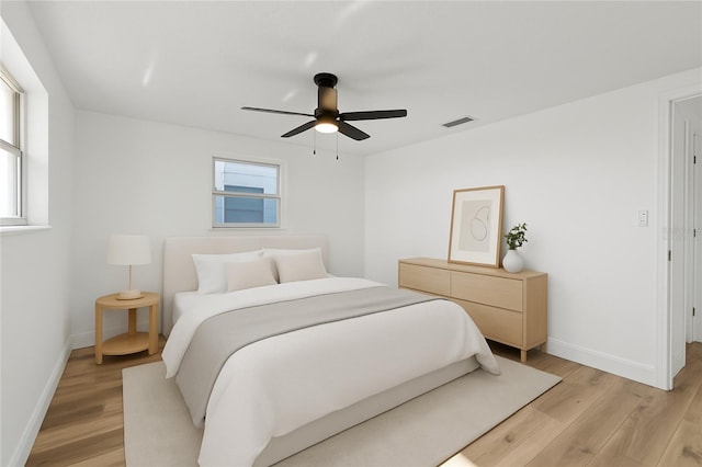 10841 Scenic Dr, Port Richey, FL 34668 - bedroom featuring light wood-style floors and a ceiling fan