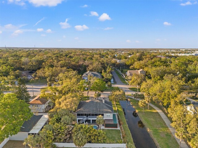 aerial view with a wooded view