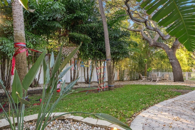 view of yard with fence