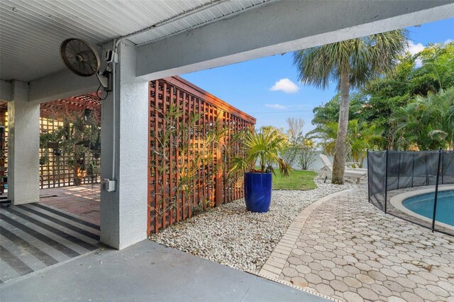 view of patio / terrace featuring a fenced in pool