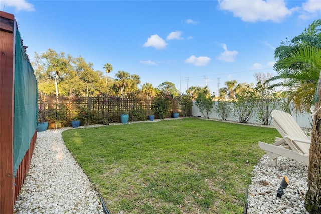 view of yard featuring a fenced backyard