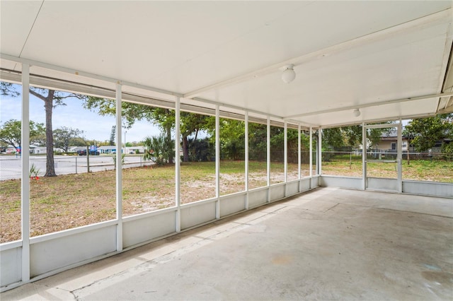 view of unfurnished sunroom