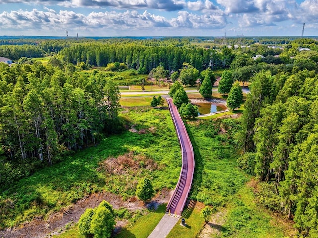 aerial view with a wooded view