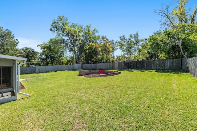 view of yard featuring a fenced backyard