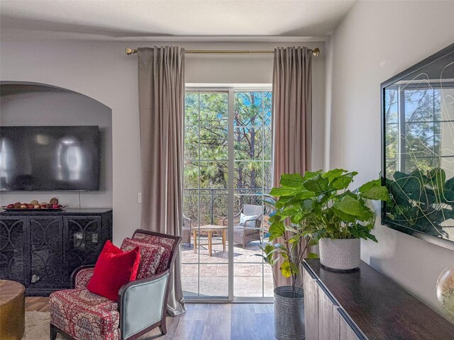 sitting room featuring wood finished floors