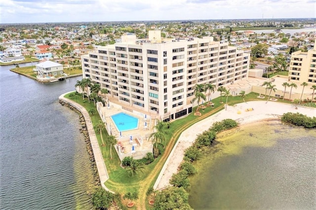 bird's eye view featuring a water view