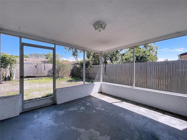 view of unfurnished sunroom