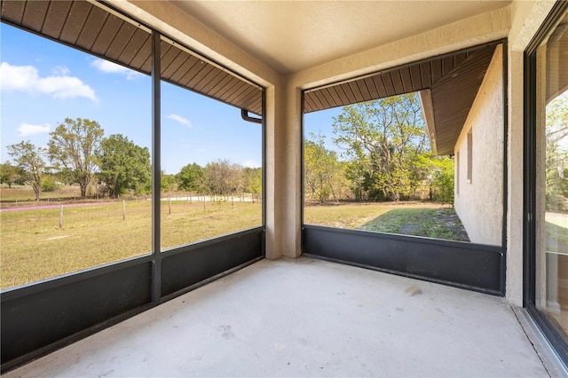 view of unfurnished sunroom