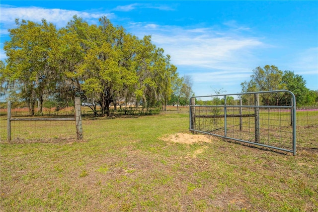 view of yard featuring a gate and a rural view