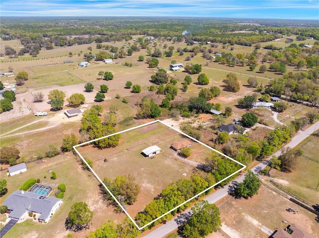 aerial view featuring a rural view