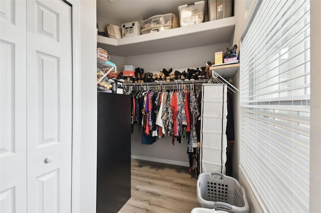 spacious closet with light wood-style floors