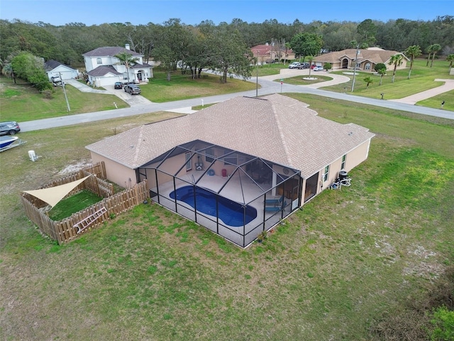 bird's eye view with a residential view