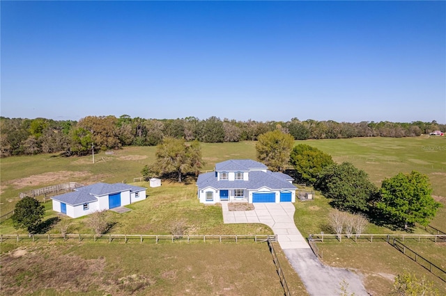 aerial view with a rural view