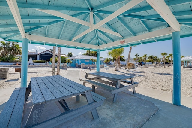 view of patio / terrace with a gazebo and outdoor dining area