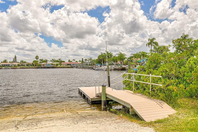 view of dock featuring a water view