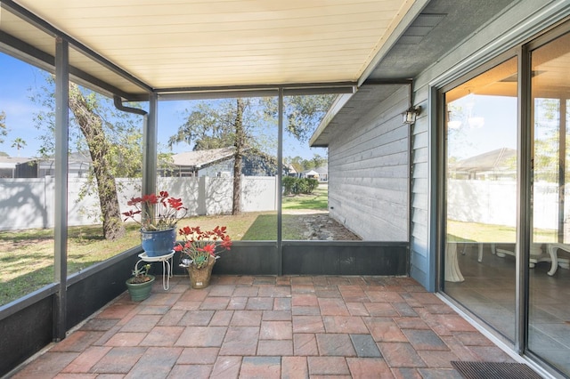 view of unfurnished sunroom