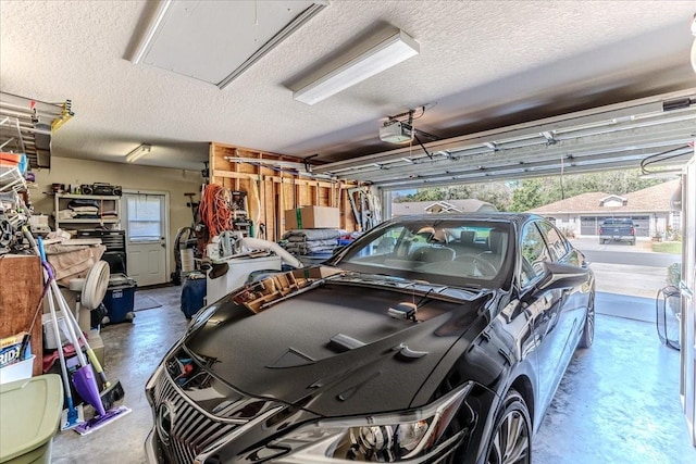 garage with a garage door opener