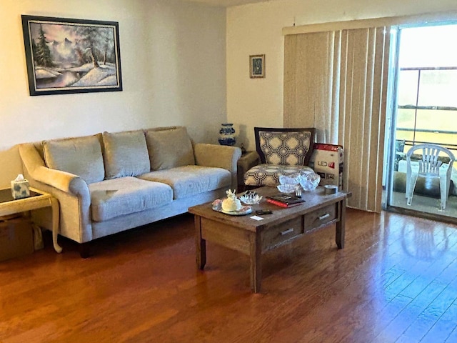 living room with wood finished floors