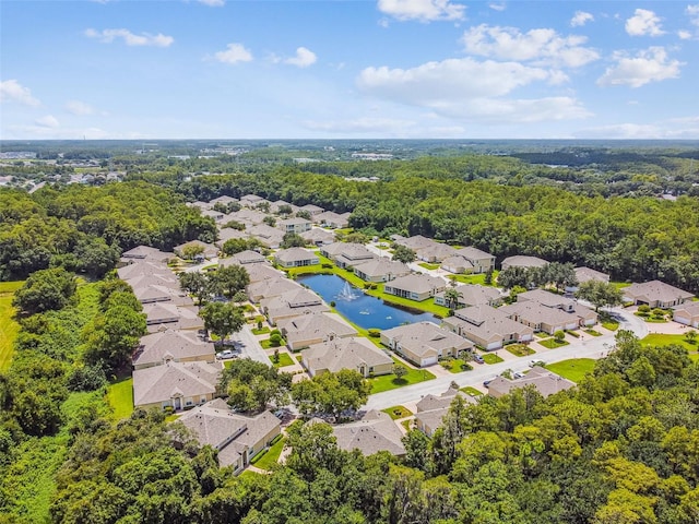 aerial view featuring a residential view and a water view