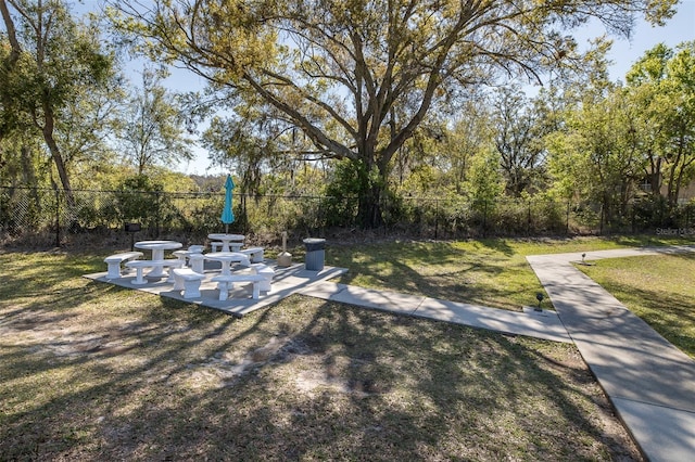 view of yard with a patio and a fenced backyard