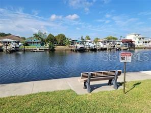 view of dock featuring a water view