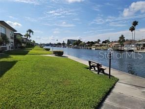 view of yard with a water view