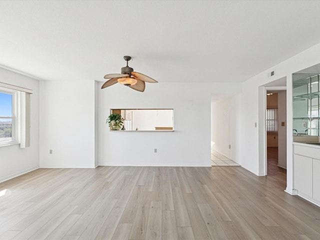5557 Sea Forest Dr Unit 318, New Port Richey, FL 34652 - unfurnished living room with visible vents, a ceiling fan, and light wood finished floors