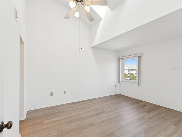 5557 Sea Forest Dr Unit 318, New Port Richey, FL 34652 - spare room with baseboards, a ceiling fan, visible vents, and light wood-type flooring