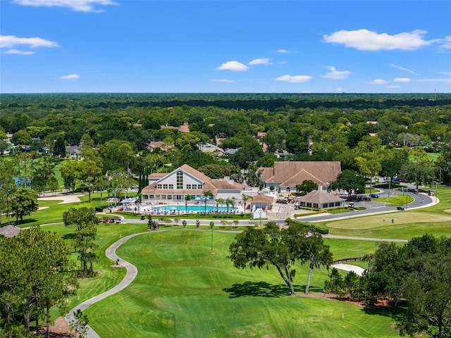 drone / aerial view featuring a view of trees