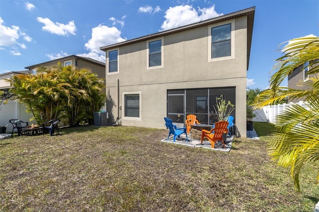11895 Crestridge Loop, New Port Richey, FL 34655 - rear view of house featuring a fire pit, stucco siding, and fence