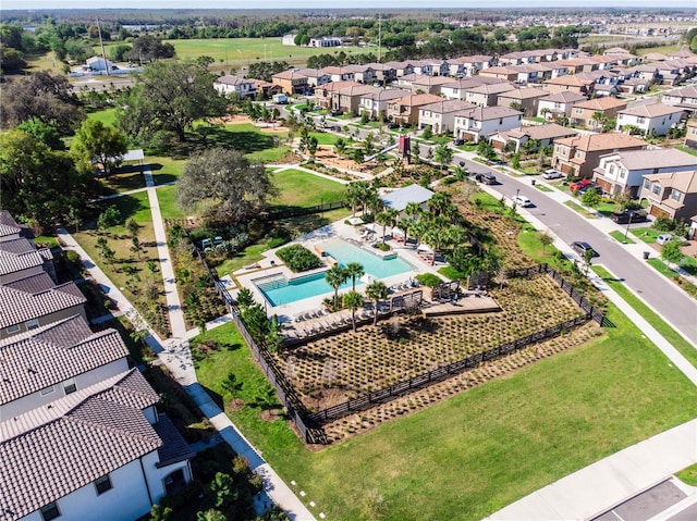 bird's eye view with a residential view